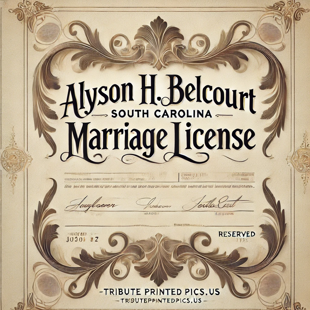 Alyson H Belcourt South Carolina Marriage License