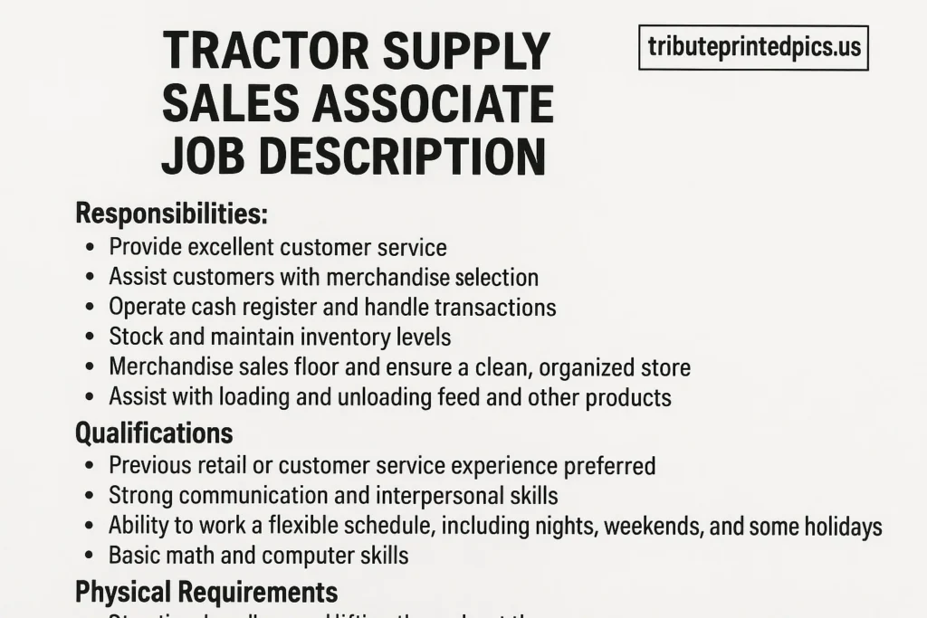 Tractor Supply Sales Associate Job Description